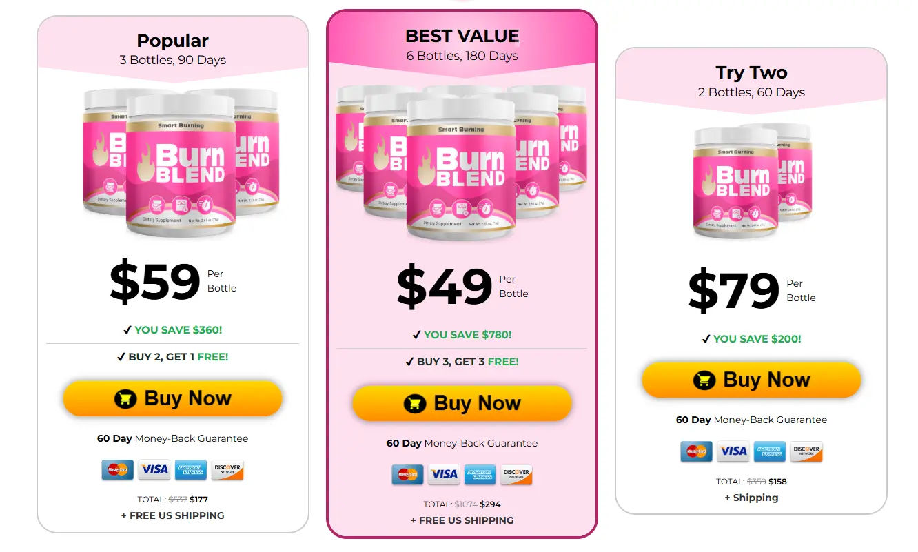 Pricing options: Try One / Best Value / Good Value